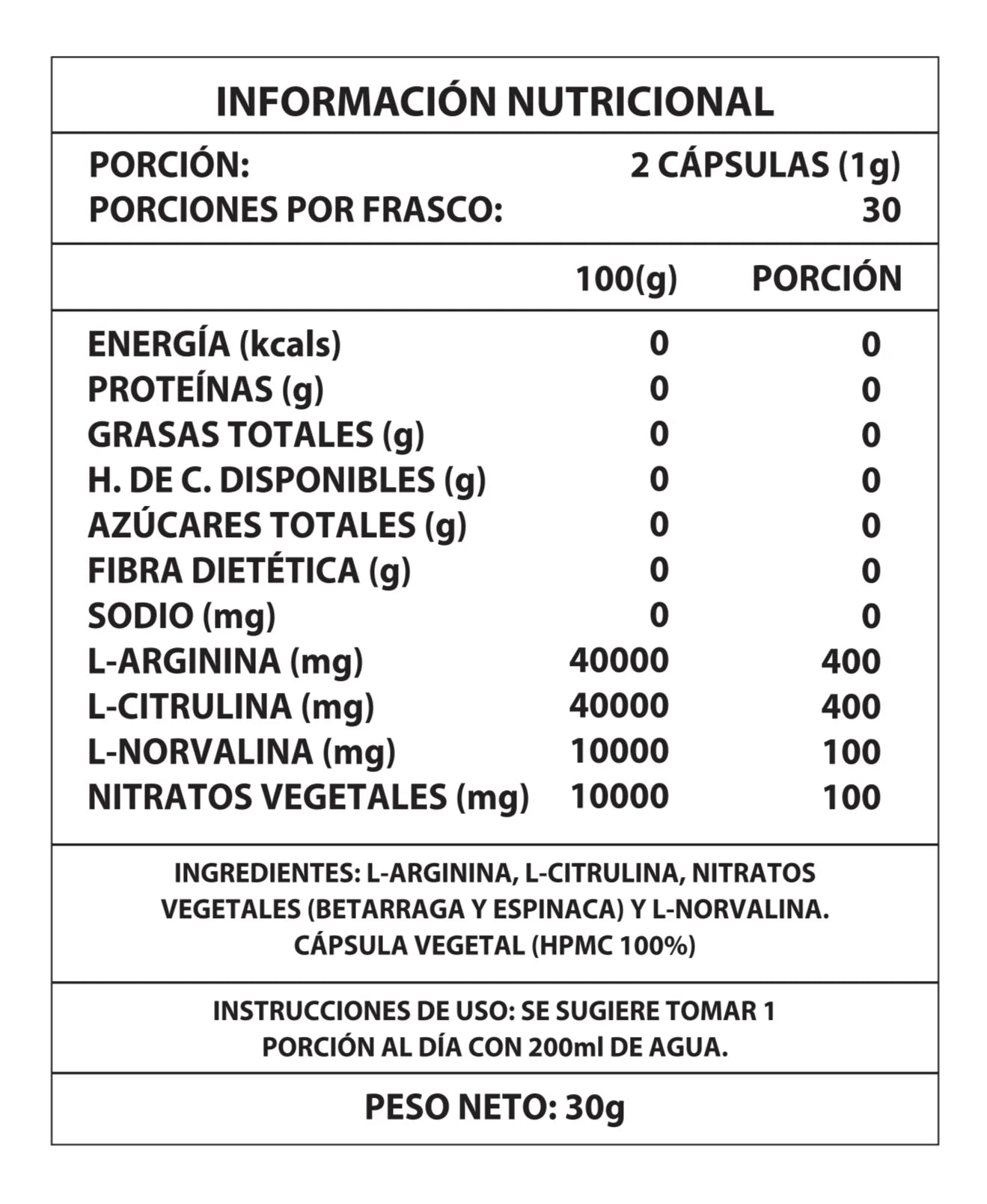 Oxido Nitrico 1000mg 60 Caps